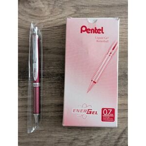 Pentel EnerGel Alloy RT Gel Pen 0.7mm Red Metal Barrel BL407B-A Pk of 12 Blk Ink